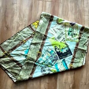 TALBOTS Silk Vintage Postcards Scarf